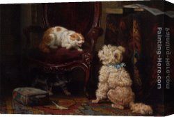 Ronner-knip Canvas Paintings - The Uninvited Guest by Henriette Ronner-Knip