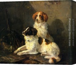Ronner-knip Canvas Paintings - Two Spaniels Waiting for the Hunt by Henriette Ronner-Knip