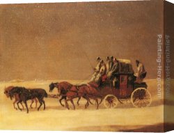 London Canvas Paintings - The Derby and London Royal Mail on the Open Road in Winter by Henry Alken