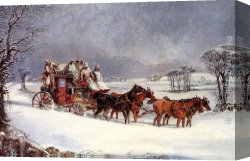 London Canvas Paintings - The York to London Royal Mail on the Open Road in Winter by Henry Alken