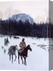 Yellowstone Canvas Paintings - Obsidian Mountain in The Yellowstone by Henry Farny