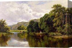 Mirror Canvas Paintings - Nature's Mirror, on the Banks of the Thames by Henry H. Parker