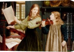 Painter's Canvas Paintings - The Duet, Portrait Of Alexandra, Daughter Of Rev. G. Kitchin And Winifrid, Daughter Of The Painter by Henry Holiday