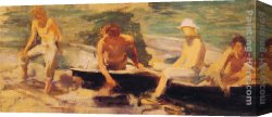 The Boating Party Canvas Paintings - The Rowing Party by Henry Scott Tuke