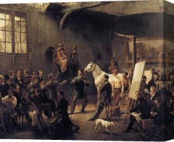 Painter in His Studio Canvas Paintings - The Artist's Studio by Horace Vernet