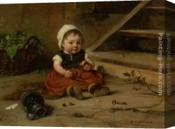 Childhood Sweethearts Canvas Paintings - Childhood by Hugo Oehmichen