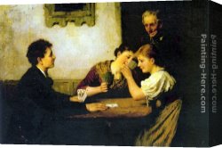 Card Canvas Paintings - The Card Game by Hugo Oehmichen