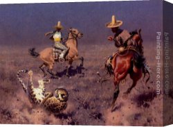 Hugo Canvas Paintings - Gauchos and Leopard by Hugo Ungewitter