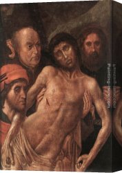 Hugo Canvas Paintings - Deposition Diptych (Small Deposition, left wing) by Hugo van der Goes