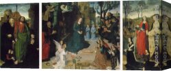 Hugo Canvas Paintings - Portinari Triptych by Hugo van der Goes
