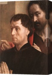 Hugo Canvas Paintings - Portrait of a Donor with St John the Baptist by Hugo van der Goes