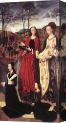 St Sebastian Tended by St Irene Canvas Paintings - Sts. Margaret and Mary Magdalene with Maria Portinari by Hugo van der Goes