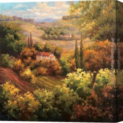 Valley of The Yosemite Canvas Paintings - Mediterranean Valley Farm by Hulsey