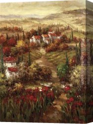 De Tonty Suing for Peace in The Iroquois Village in January 1680 Canvas Paintings - Tuscan Village by Hulsey