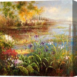 Pond Canvas Paintings - Village Pond by Hulsey