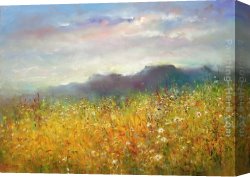 Landscape with Stream And Mountains Canvas Paintings - Mountain Landscape 08 by Ioan Popei