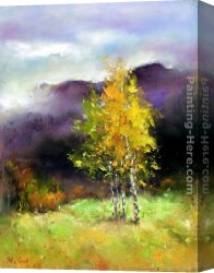 Landscape with Stream And Mountains Canvas Paintings - Mountain Landscape 7 by Ioan Popei