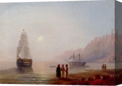 Conversation Canvas Paintings - A Conversation On The Shore Dusk by Ivan Constantinovich Aivazovsky