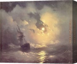 The Night Patrol at Smyrna Canvas Paintings - Storm in the Sea at Night by Ivan Constantinovich Aivazovsky