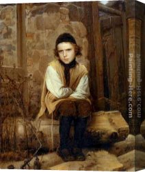Boy Lighting a Pipe Canvas Paintings - Insulted Jewish Boy by Ivan Nikolaevich Kramskoy
