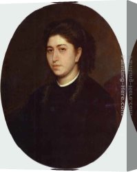 Portrait of a Young Benedictine Canvas Paintings - Portrait of a Young Woman Dressed in Black Velvet by Ivan Nikolaevich Kramskoy
