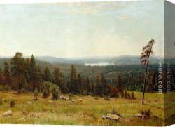 Portrait of The Painter Ivan Shishkin Canvas Paintings - A Lakeside Forest by Ivan Shishkin