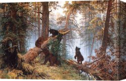 Portrait of The Painter Ivan Shishkin Canvas Paintings - Morning in the Pine-tree Forest by Ivan Shishkin