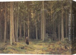 Portrait of The Painter Ivan Shishkin Canvas Paintings - The Forest of Countess Mordvinova by Ivan Shishkin