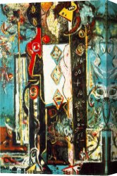 Male Canvas Paintings - male female by Jackson Pollock