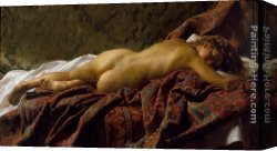 Jacob's Canvas Paintings - Reclining Nude by Jacob Collins