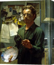 Jacob's Canvas Paintings - Self Portrait with Palette by Jacob Collins