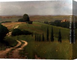 Jacob's Canvas Paintings - Trequanda Hillside by Jacob Collins