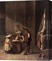 Card Canvas Paintings - Guardroom with Soldiers Playing Cards by Jacob Duck
