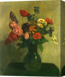 Jacob's Canvas Paintings - Mixed Summer Flowers by Jacob Simon Hendrik Kever