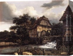 Jacob's Canvas Paintings - Two Water Mills and an Open Sluice by Jacob van Ruisdael