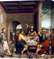 Picture of The Last Supper II Canvas Paintings - Supper at Emmaus by Jacopo Bassano