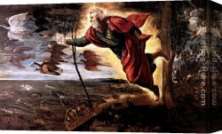 Creation Canvas Paintings - Creation of the Animals by Jacopo Robusti Tintoretto