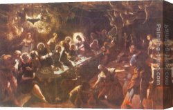 Picture of The Last Supper II Canvas Paintings - The Last Supper by Jacopo Robusti Tintoretto