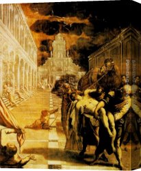 Dead Game Canvas Paintings - The Stealing of the dead body of St Mark by Jacopo Robusti Tintoretto