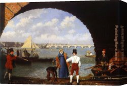 Mediterranean Canvas Paintings - Landing at Westminster Bridge by Jacques Laurent Agasse