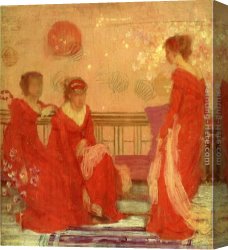 Harmony Canvas Paintings - Harmony in Flesh Colour and Red by James Abbott McNeill Whistler