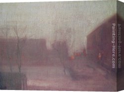 Square Canvas Paintings - Nocturne Trafalgar Square - Chelsea Snow by James Abbott McNeill Whistler