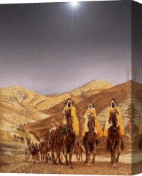 Under The Stars Canvas Paintings - Journey of the Magi with stars by James Jacques Joseph Tissot