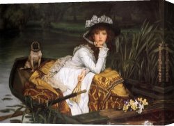 Boats Canvas Paintings - Young Lady in a Boat by James Jacques Joseph Tissot