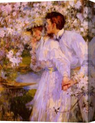 Thoughts of Springtime Canvas Paintings - In The Springtime by James Jebusa Shannon