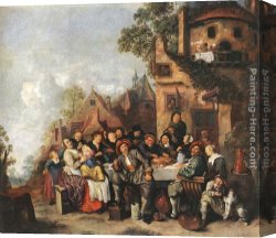 Miense Canvas Paintings - Tavern of the Crescent Moon by Jan Miense Molenaer