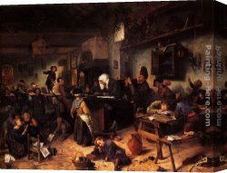 Boy Lighting a Pipe Canvas Paintings - A School For Boys And Girls by Jan Steen