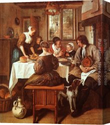 Graces Canvas Paintings - Grace before the Meal by Jan Steen