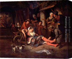 Wine Canvas Paintings - Wine is a Mocker by Jan Steen