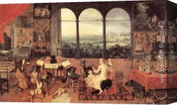 Sense Canvas Paintings - The Sense of Hearing by Jan the elder Brueghel